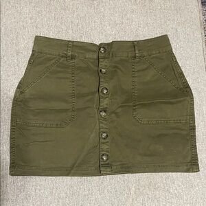 Garage Khaki Button-Up Mini Skirt